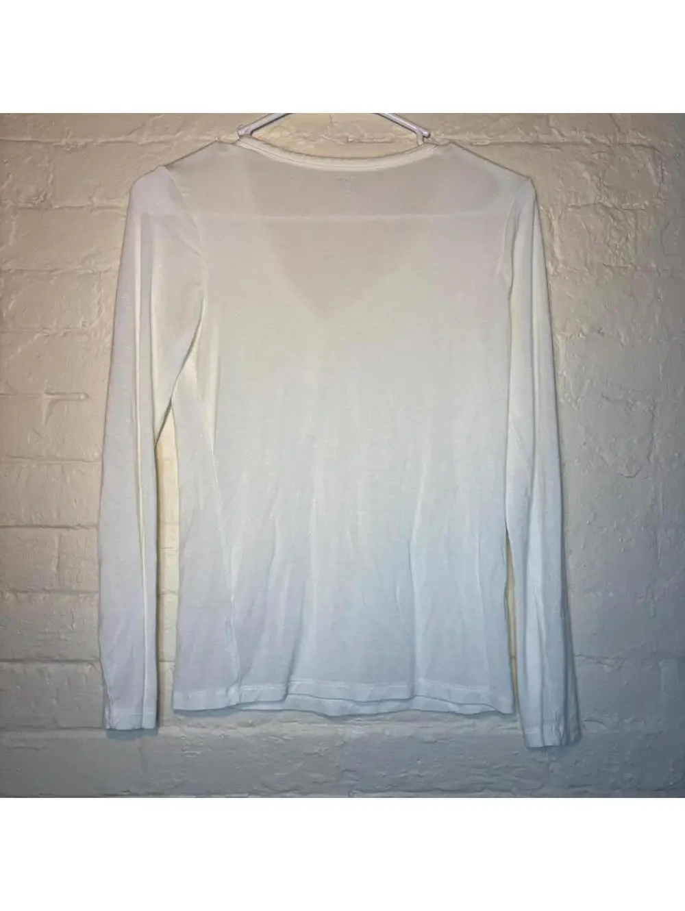 Gap White Henley Long Sleeve Top Y2K Slim Fit Button Tank - Picture 3 of 4